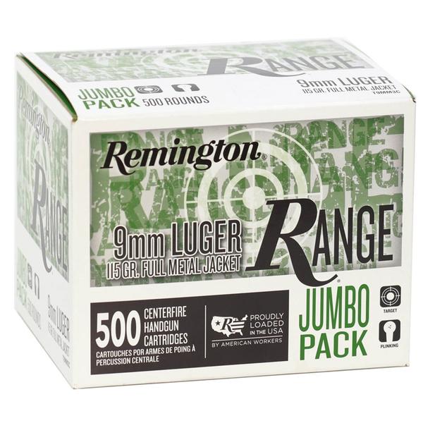 REMINGTON RANGE 9MM 115 GR FMJ 1145 FPS 500 RD/BOX