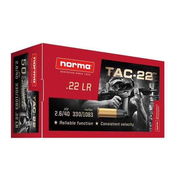 NORMA TAC-22 .22 LR 40 GR LRN 1080 FPS 50 RD/BOX