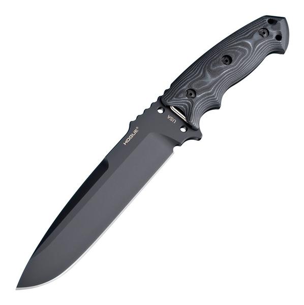 HOGUE EX-F01 Fixed Blade 7.0IN Drop Point Blade Black Cerakote G-Mascus Black G10 Scales