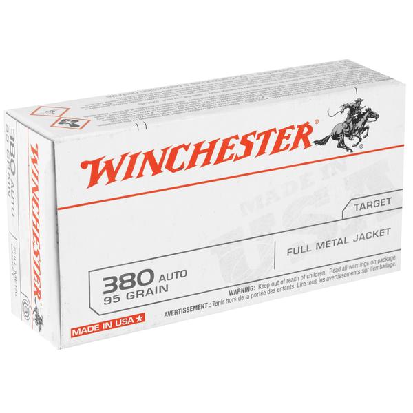 Winchester USA 380 ACP 95 GR FMJ 955 FPS 50 RD/BOX