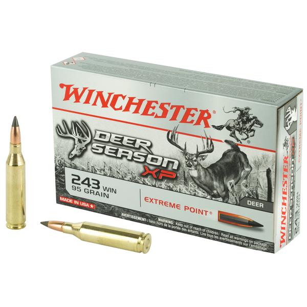 Winchester Ammunition Deer Season 243 Win 95 Grain Extreme Point Polymer Tip 3100 fps 20 Rd /Box