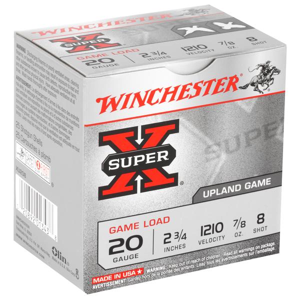 Winchester Super X 20 GA 2.75 IN #8 7/8 OZ 1210 FPS 25 RD/BOX